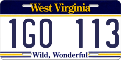 WV license plate 1GO113