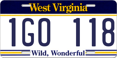 WV license plate 1GO118