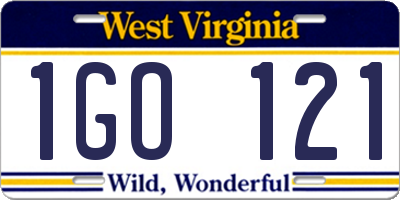 WV license plate 1GO121
