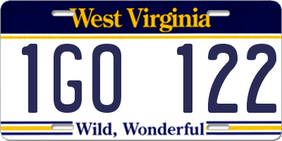 WV license plate 1GO122