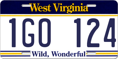 WV license plate 1GO124