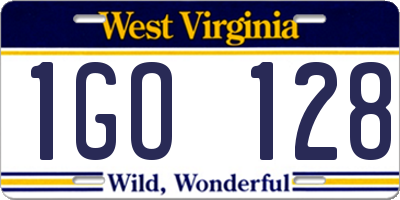 WV license plate 1GO128