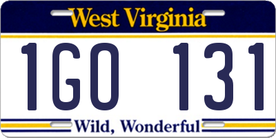 WV license plate 1GO131