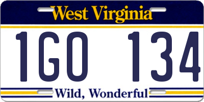 WV license plate 1GO134