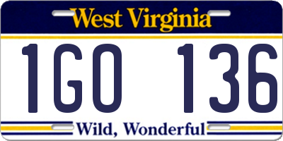 WV license plate 1GO136