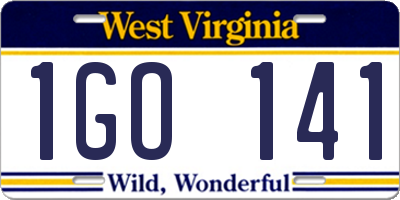 WV license plate 1GO141