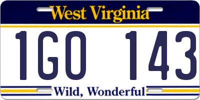 WV license plate 1GO143