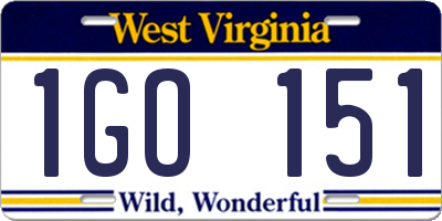 WV license plate 1GO151