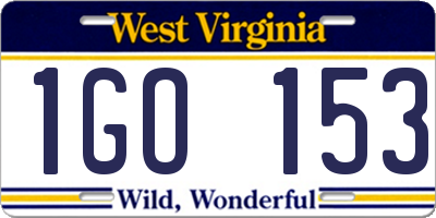 WV license plate 1GO153