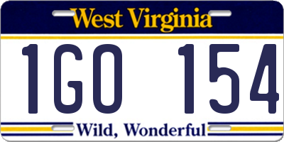 WV license plate 1GO154