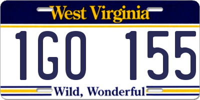 WV license plate 1GO155