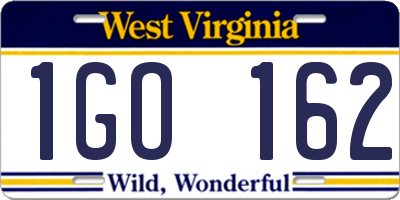 WV license plate 1GO162