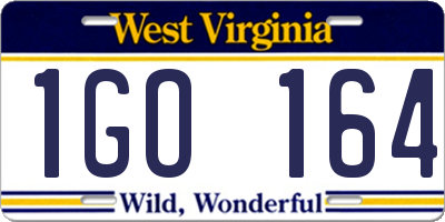 WV license plate 1GO164