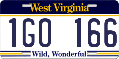 WV license plate 1GO166