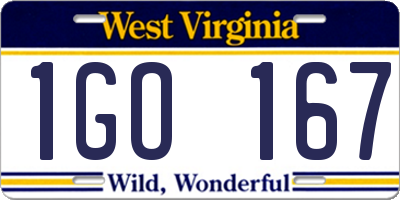 WV license plate 1GO167