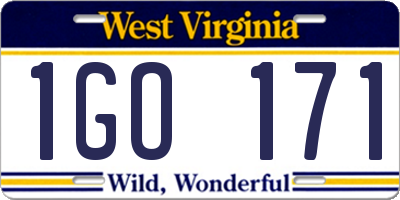 WV license plate 1GO171