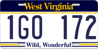 WV license plate 1GO172