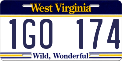 WV license plate 1GO174