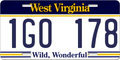 WV license plate 1GO178