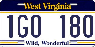 WV license plate 1GO180