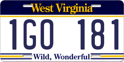 WV license plate 1GO181