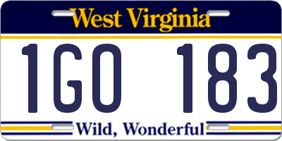 WV license plate 1GO183