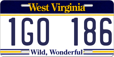 WV license plate 1GO186