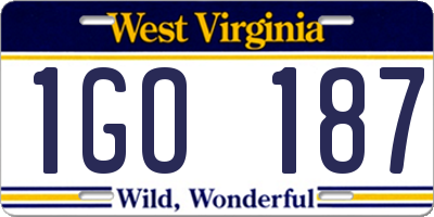 WV license plate 1GO187