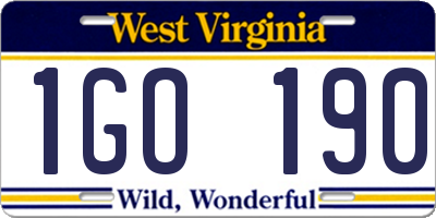 WV license plate 1GO190