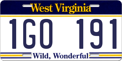 WV license plate 1GO191
