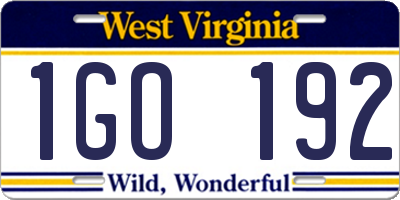 WV license plate 1GO192