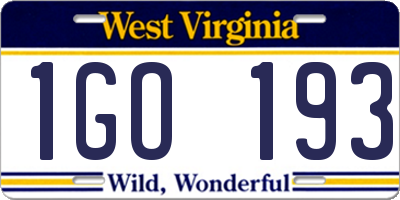 WV license plate 1GO193