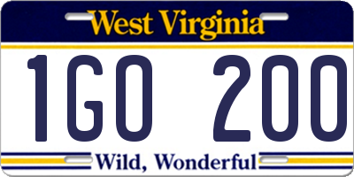 WV license plate 1GO200