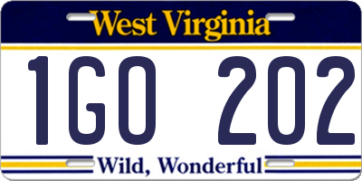 WV license plate 1GO202