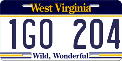 WV license plate 1GO204