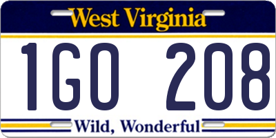 WV license plate 1GO208