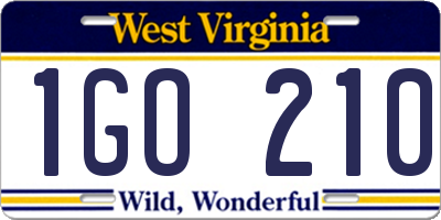 WV license plate 1GO210