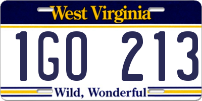 WV license plate 1GO213