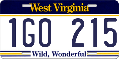 WV license plate 1GO215