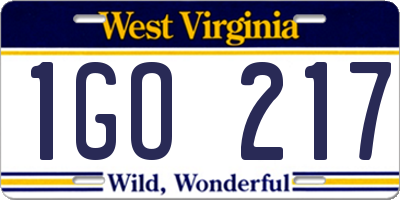 WV license plate 1GO217