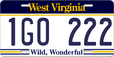 WV license plate 1GO222
