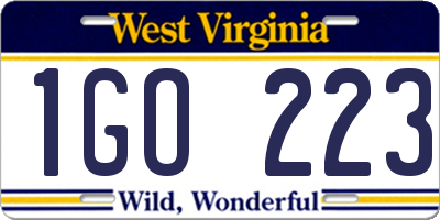 WV license plate 1GO223