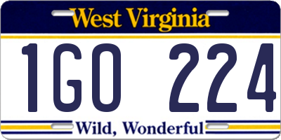 WV license plate 1GO224