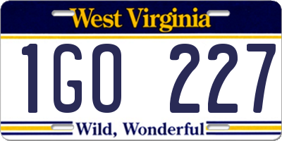 WV license plate 1GO227