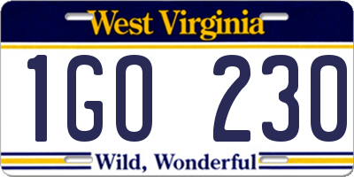 WV license plate 1GO230