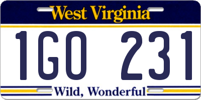 WV license plate 1GO231