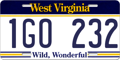 WV license plate 1GO232