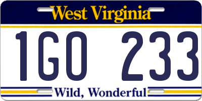 WV license plate 1GO233