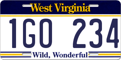 WV license plate 1GO234