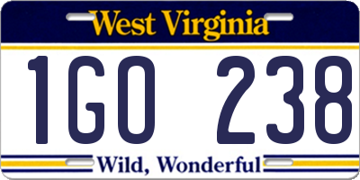 WV license plate 1GO238